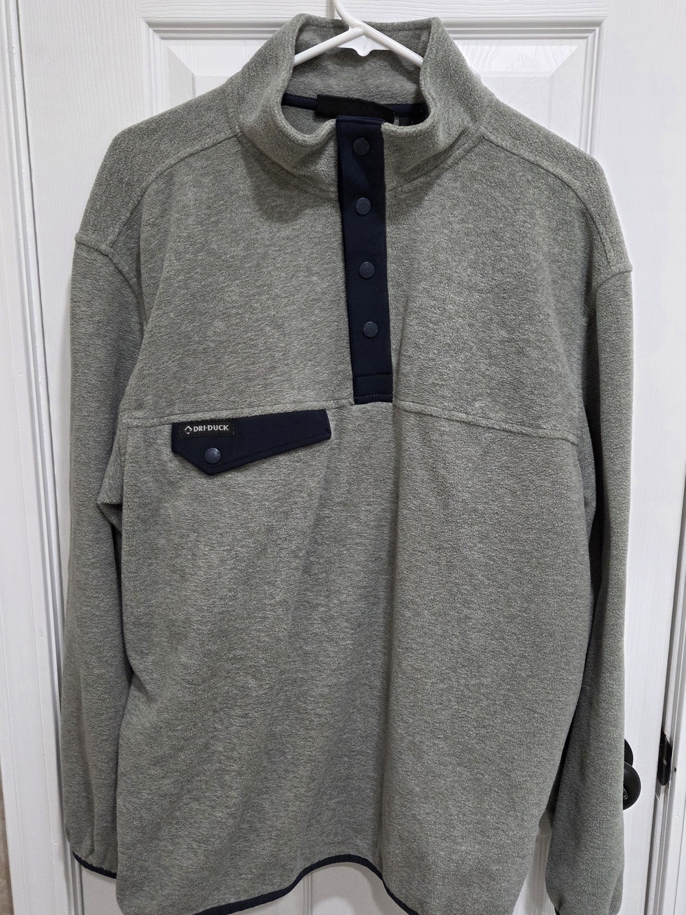 Dri-Duck Men's Large Snap Pullover Fleece Jacket Gray Navy